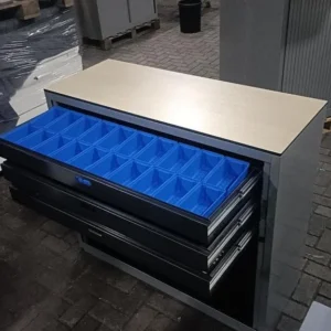 Aspa halfhoge roldeurkasten met laden bij Kasten Handel Rogat